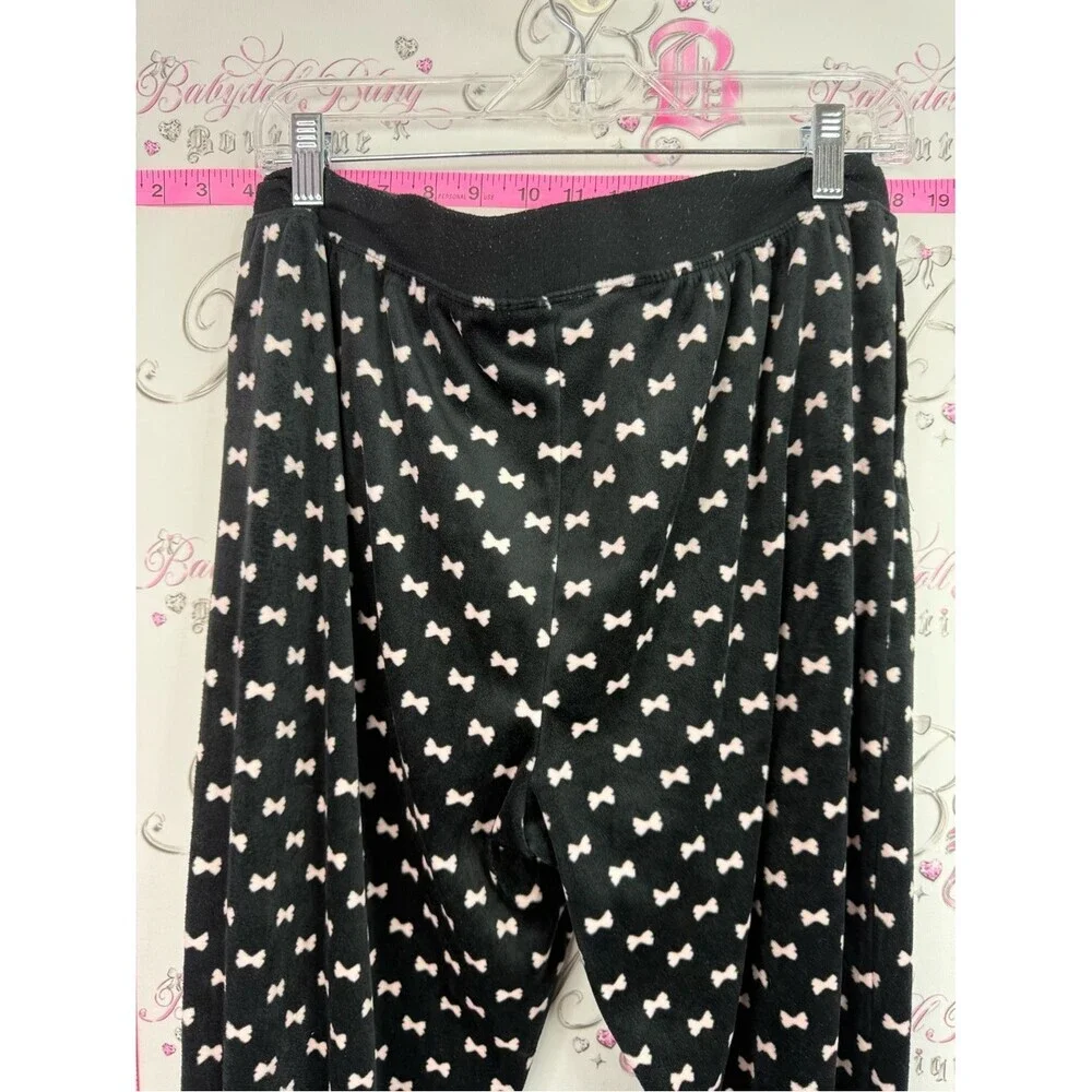 kate spade Black Jogger Pants with Pink Bow Print
